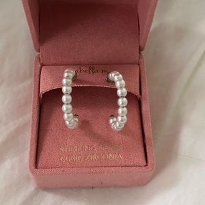 Pearl Beaded Hoop Earrings